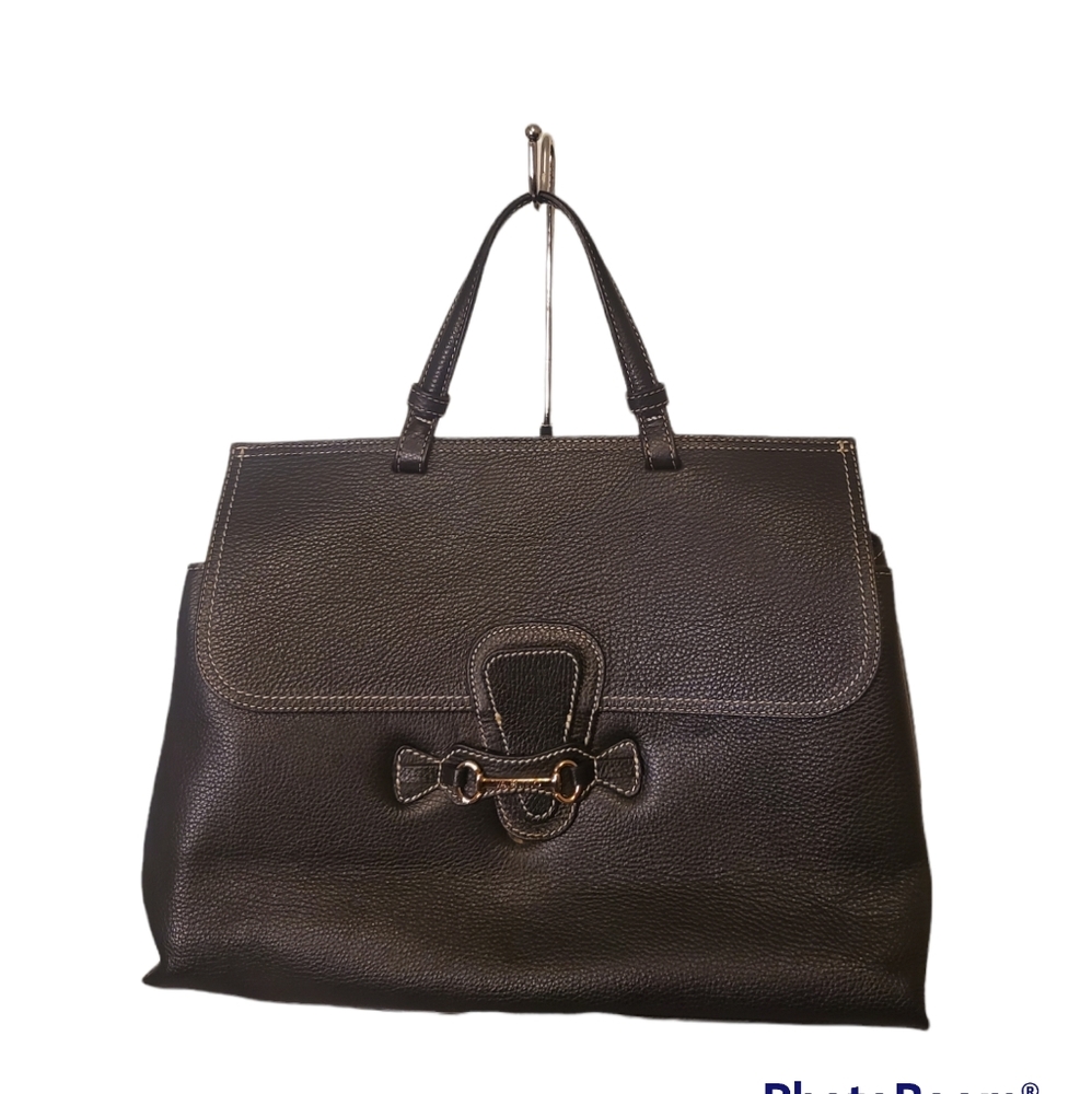 Mario ValentinoOlimpia Pebbled Black Leather Satchel.